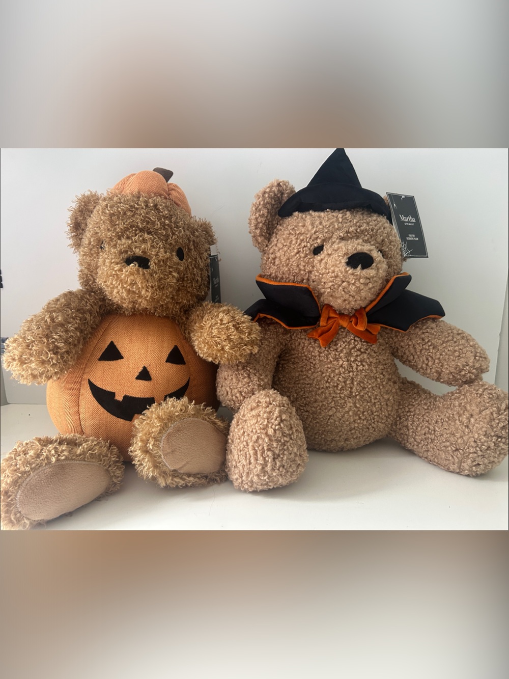 Martha Stewart Plush Teddy Bears Pair in Halloween Costume Set of 2 NEW VIRAL